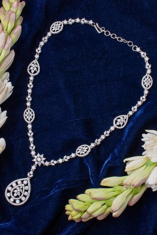 Silver Crystal Pendant Necklace 