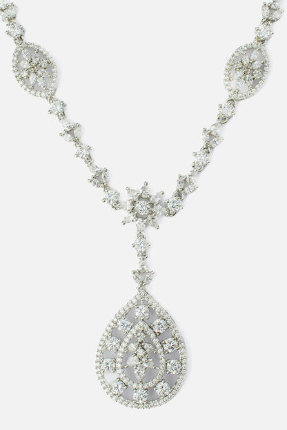 Silver Crystal Pendant Necklace 