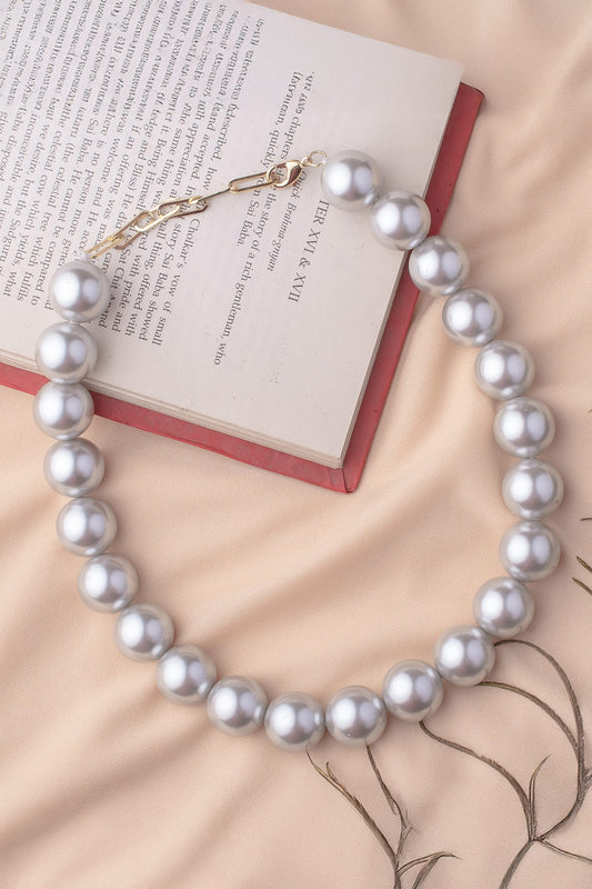 Grey Pearl Embellished Choker 