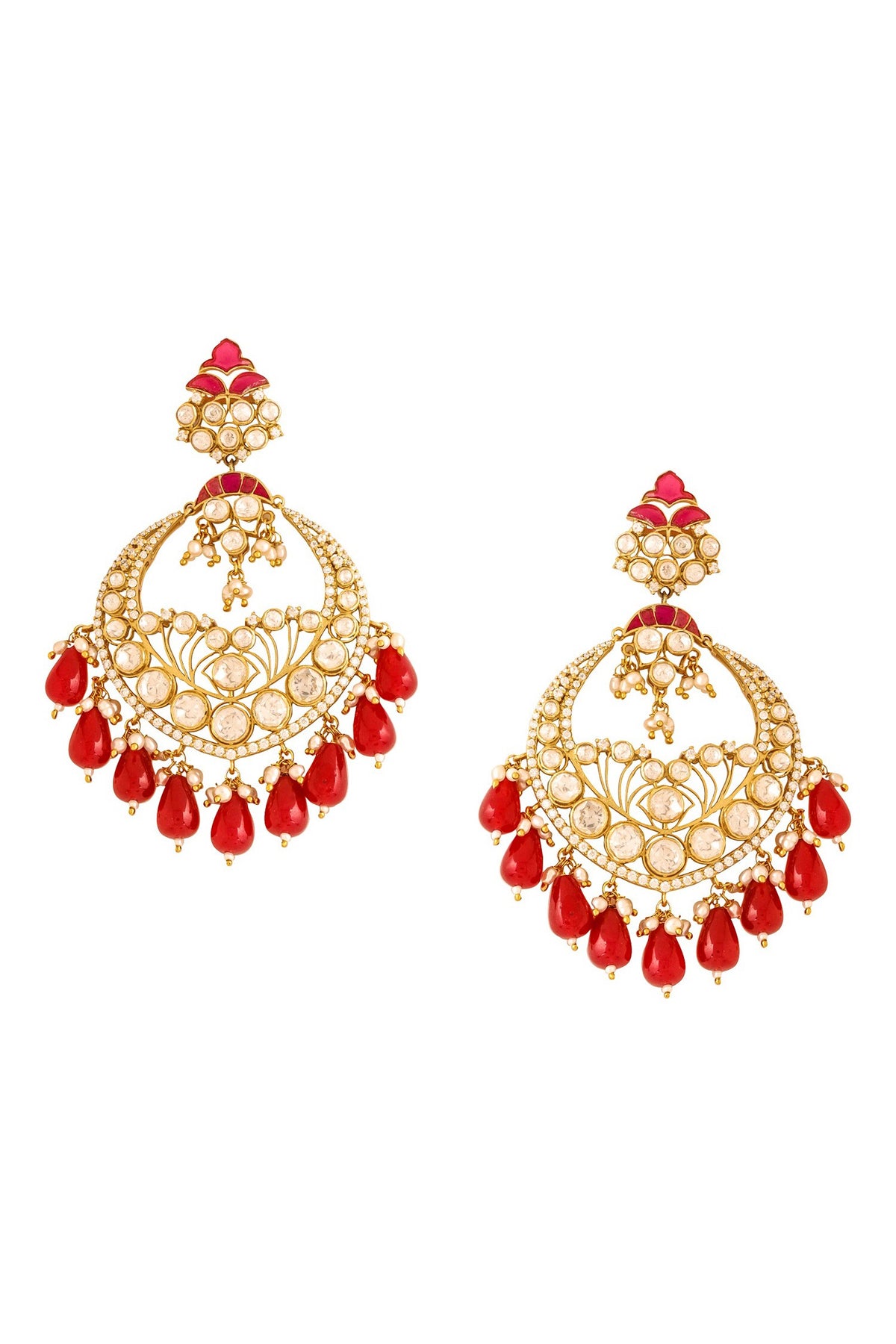 Gold Kundan & Bead Chandbalis 