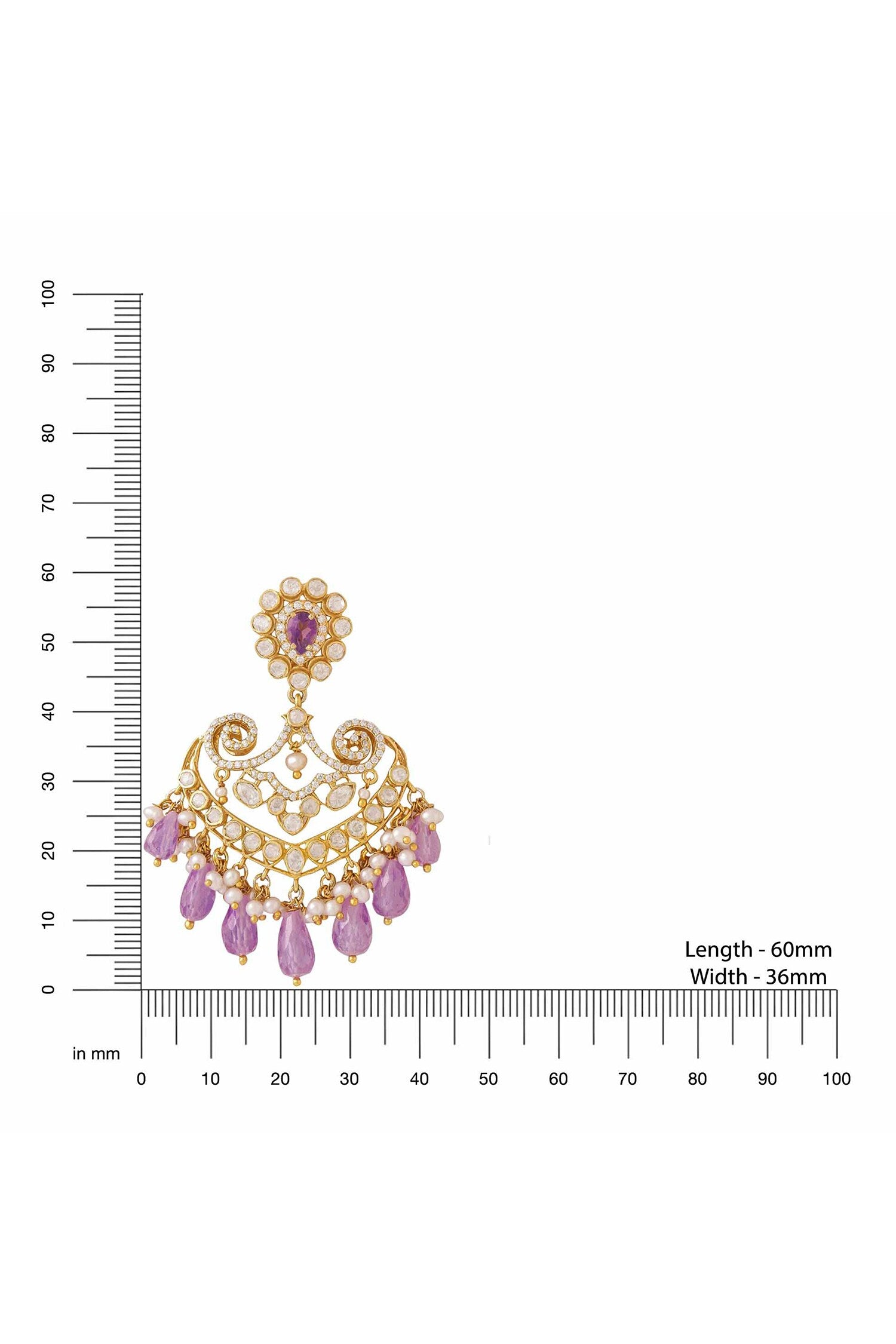 Floral Pattern Stone Embellished Chandbali Dangler 