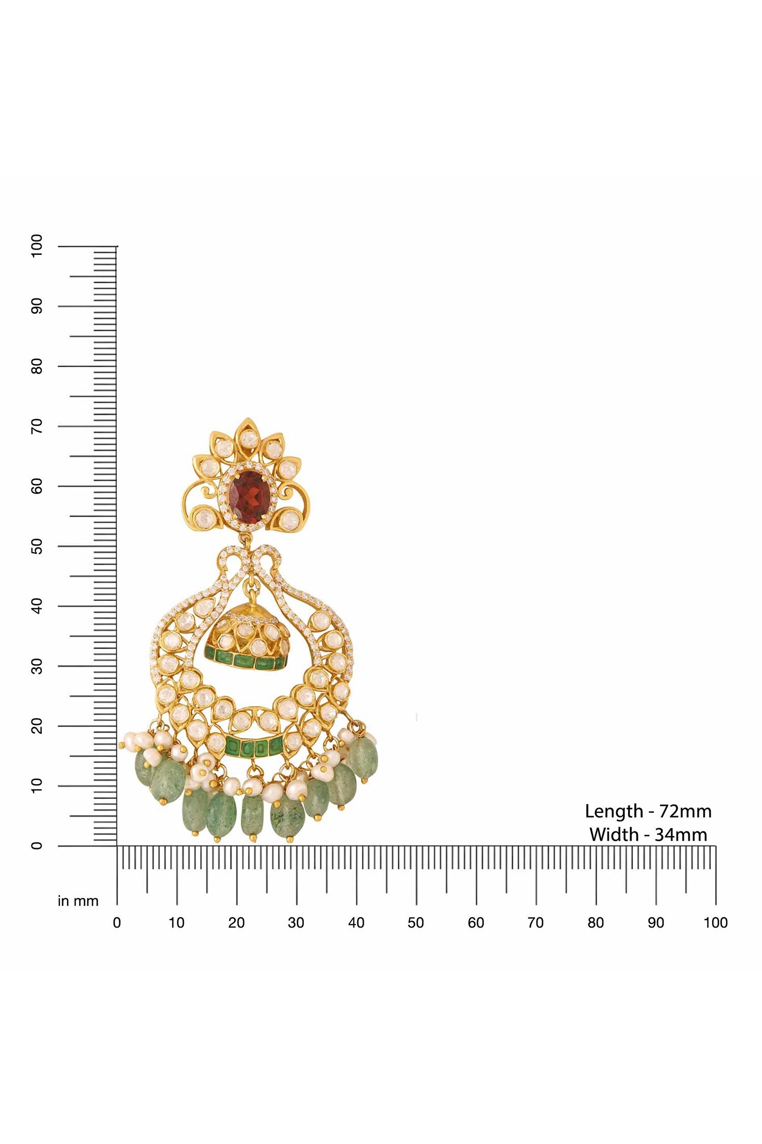 Floral Scallop Pattern Stone Earrings 