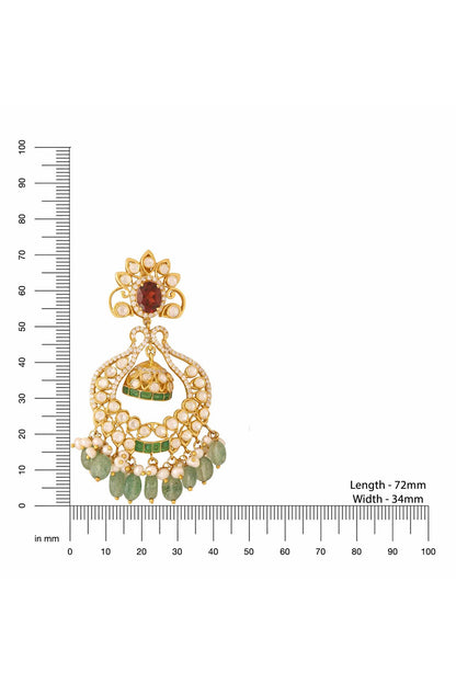 Floral Scallop Pattern Stone Earrings 