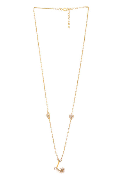 Gold Stone & Pearl Alphabet L Pendant Necklace 