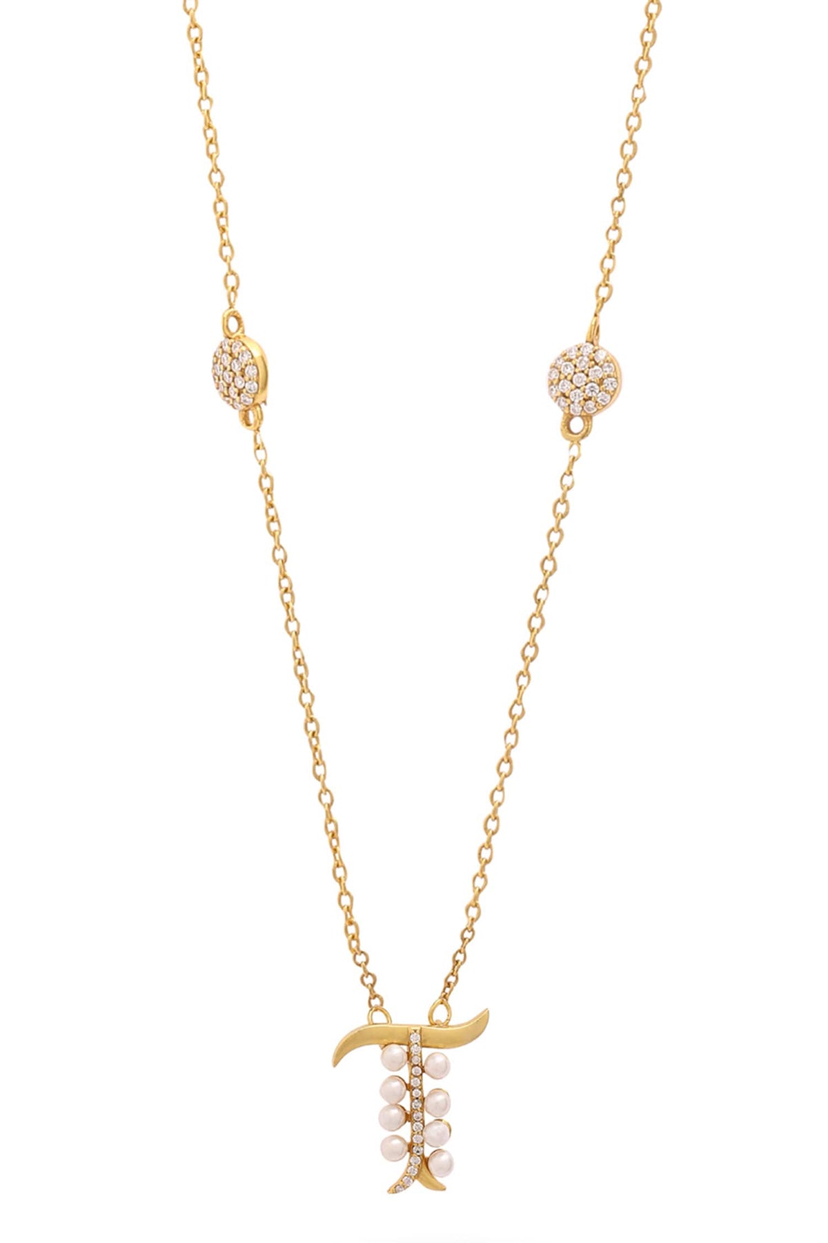Gold T Shaped Pendant Necklace 