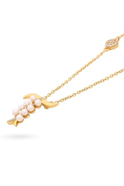 Gold T Shaped Pendant Necklace 