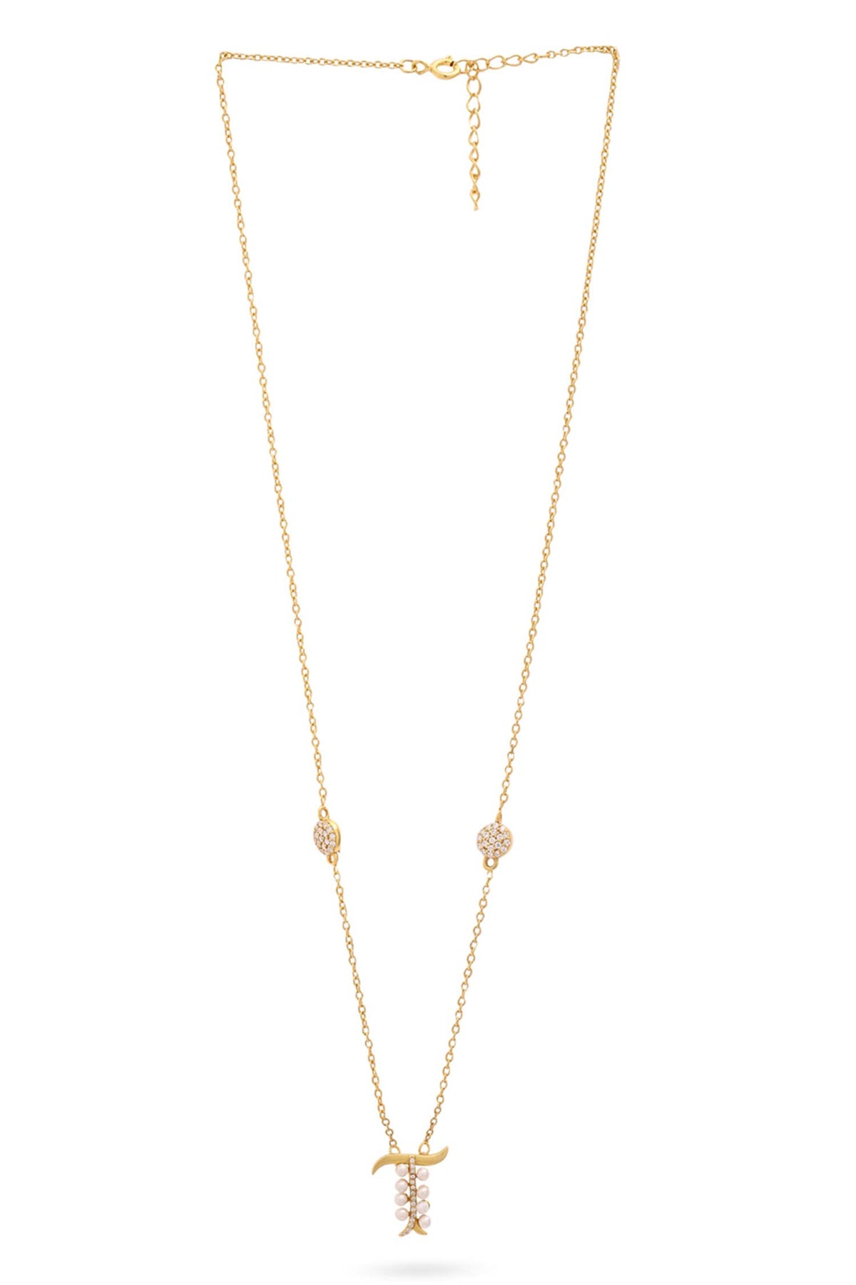 Gold T Shaped Pendant Necklace 