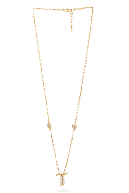 Gold T Shaped Pendant Necklace 