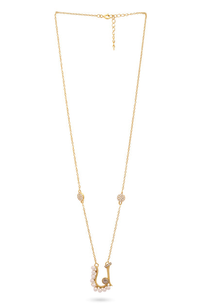 Gold U Shaped Pendant Necklace 