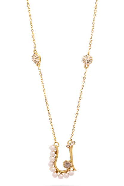Gold U Shaped Pendant Necklace 