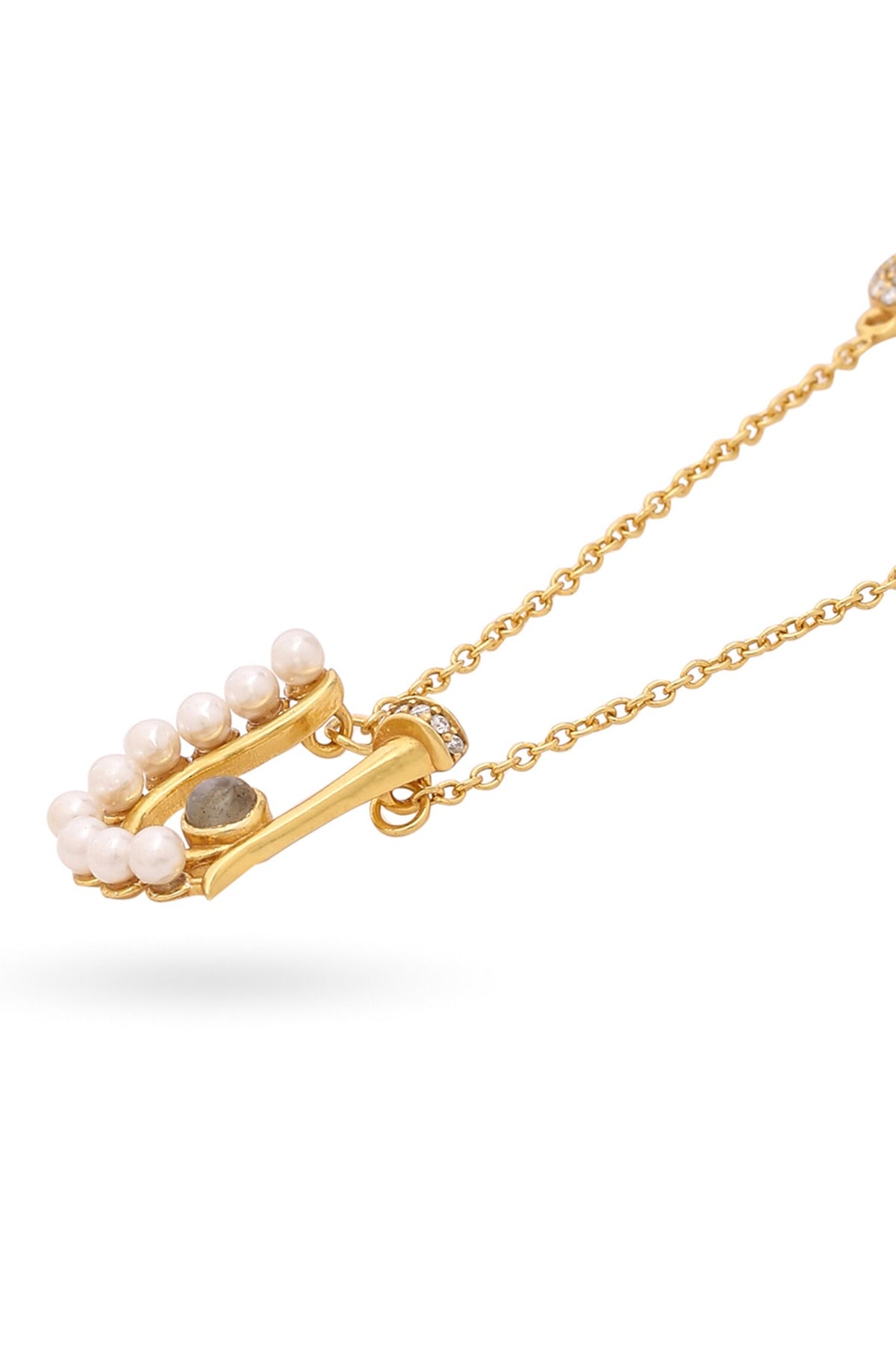 Gold U Shaped Pendant Necklace 
