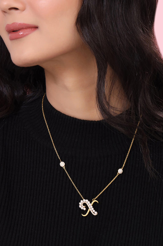 Gold X Shaped Pendant Necklace 