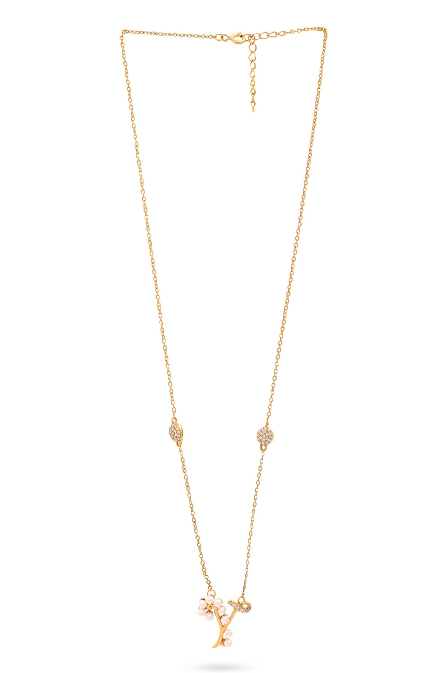 Gold Y Shaped Pendant Necklace 