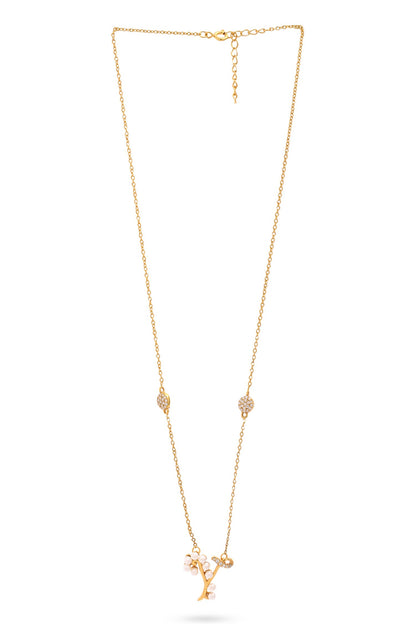 Gold Y Shaped Pendant Necklace 