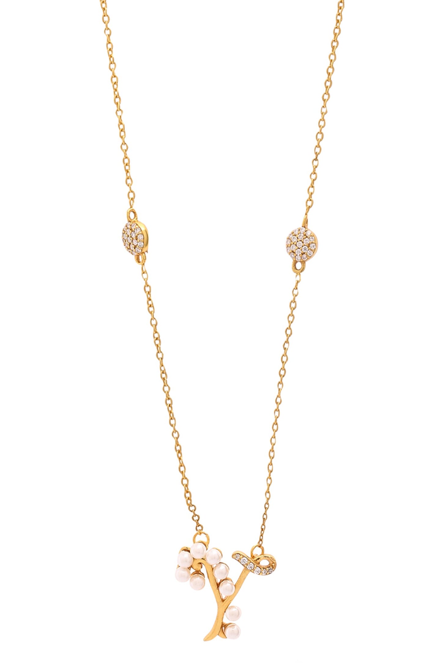 Gold Y Shaped Pendant Necklace 