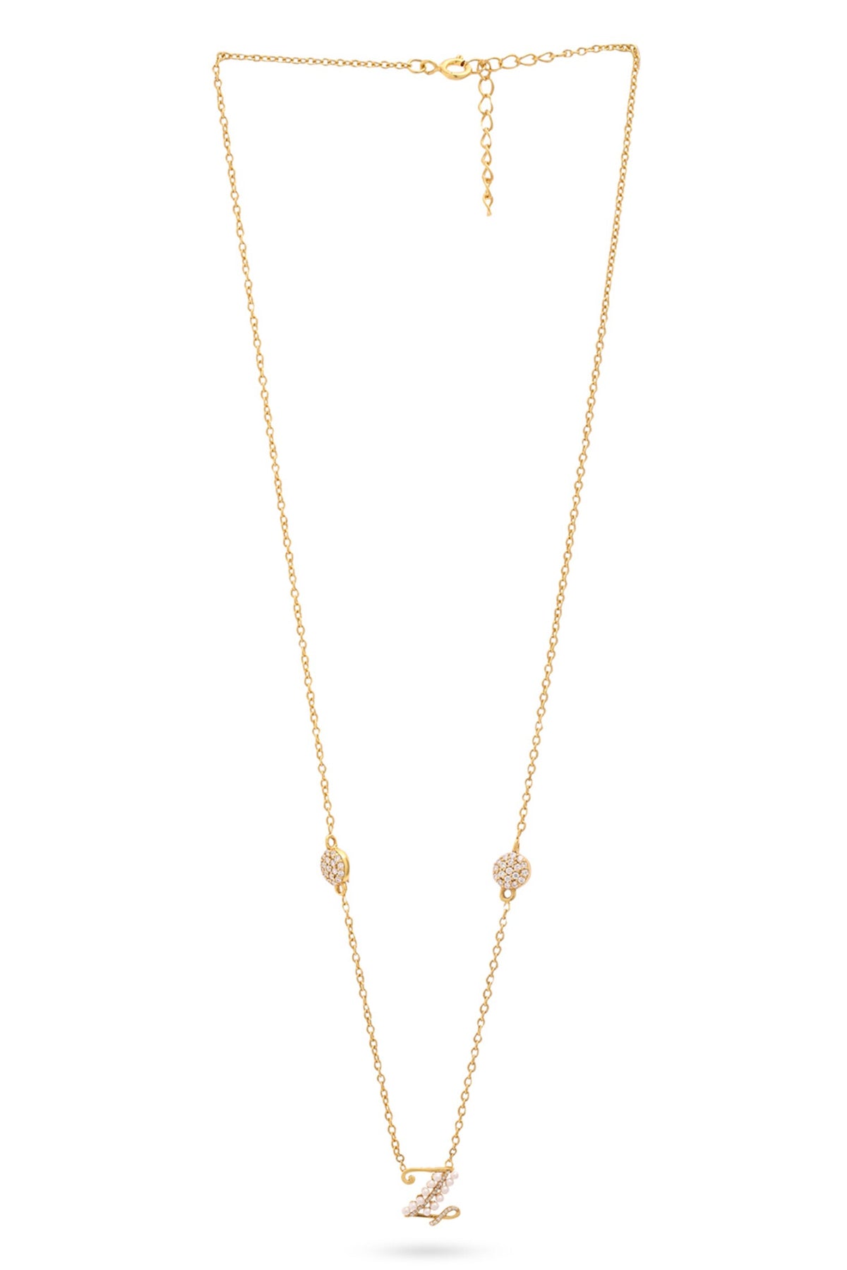 Gold Z Shaped Pendant Necklace 