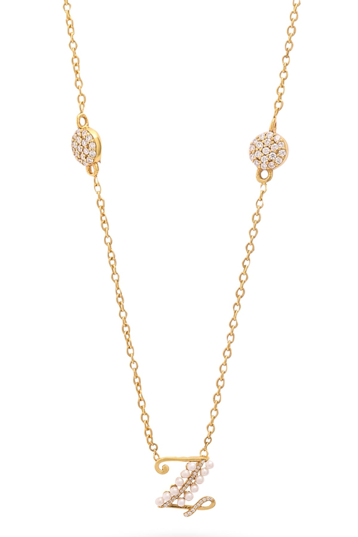 Gold Z Shaped Pendant Necklace 