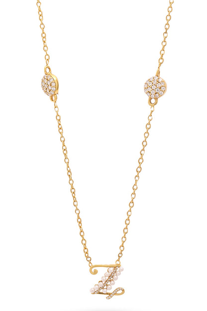 Gold Z Shaped Pendant Necklace 