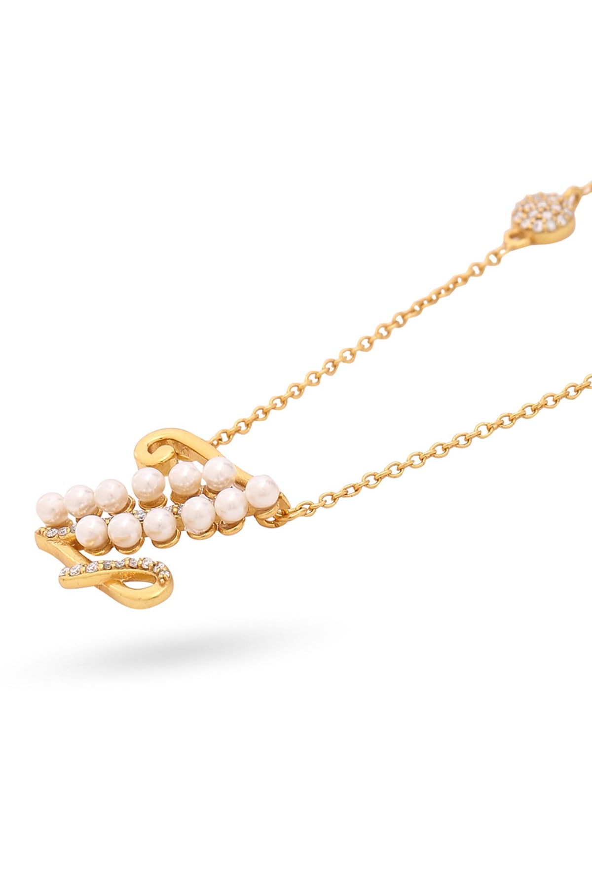 Gold Z Shaped Pendant Necklace 