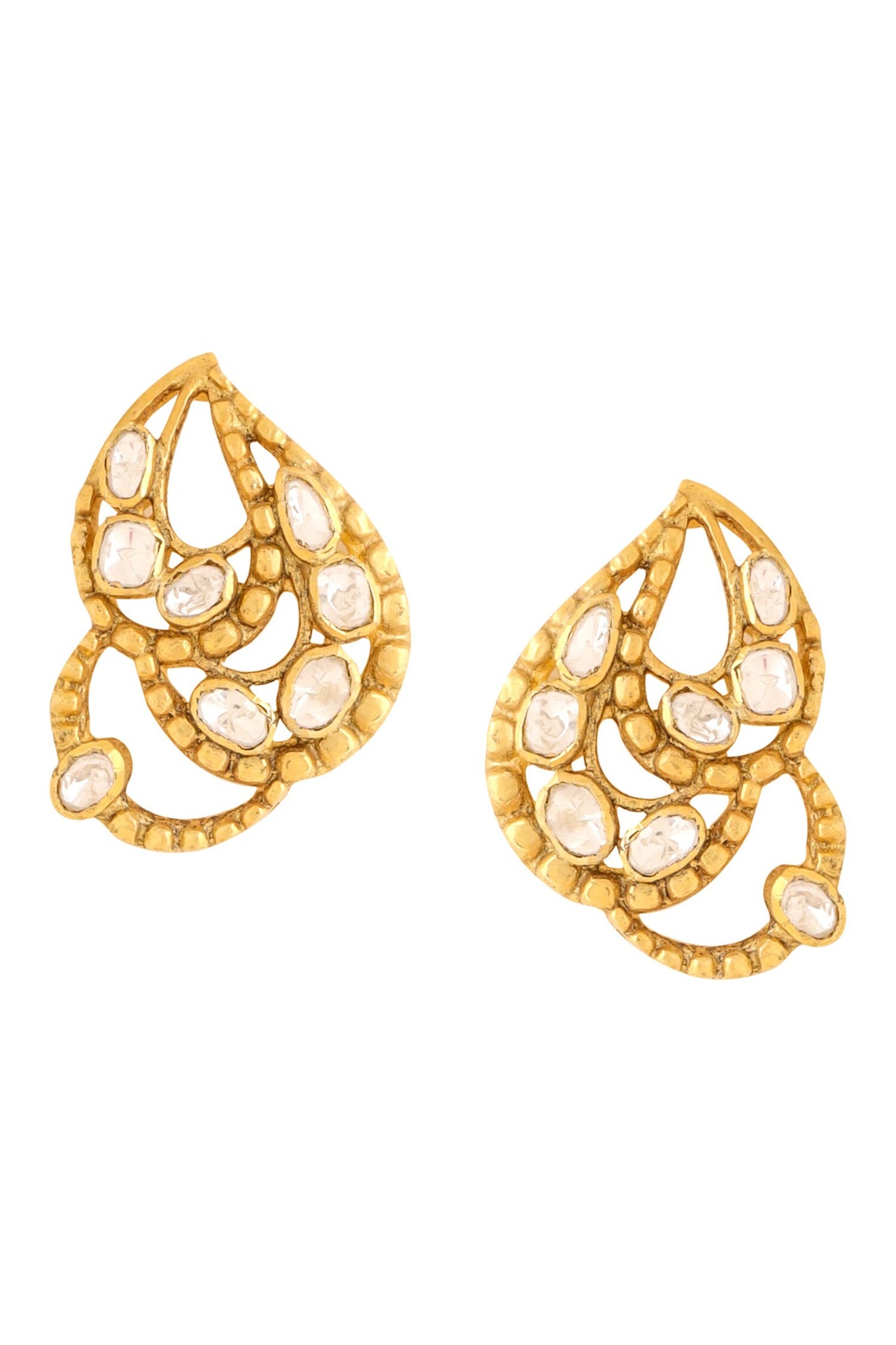 Gold Abstract Pattern Stud Earrings 