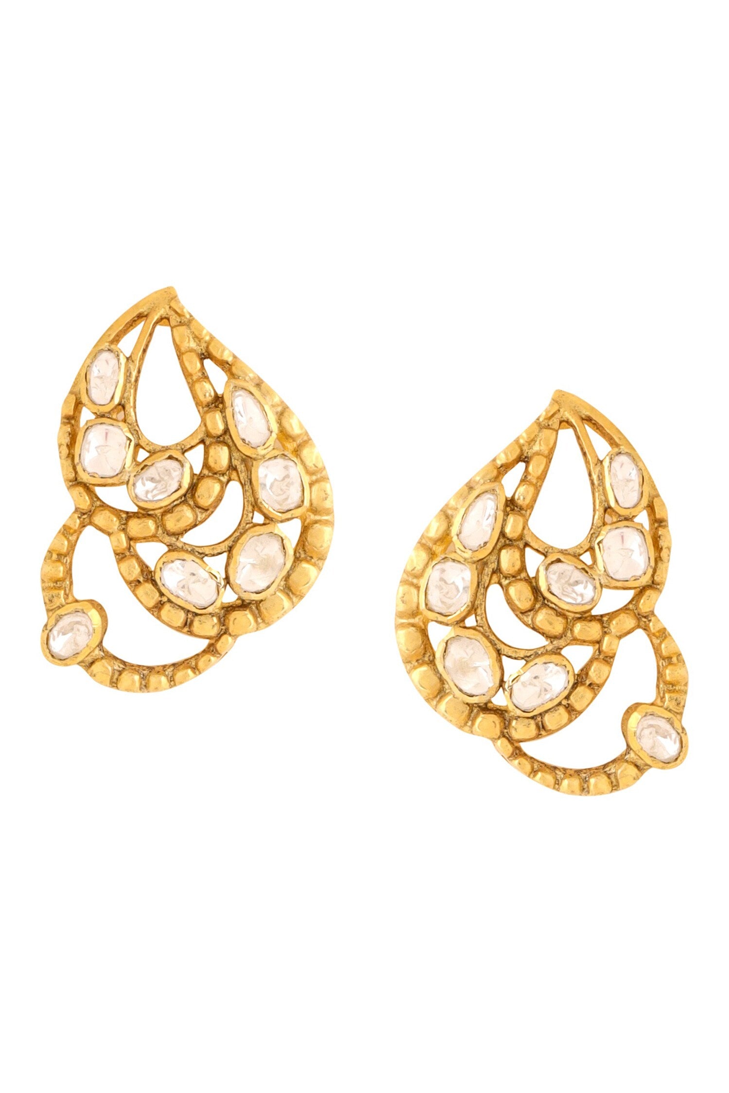 Gold Abstract Pattern Stud Earrings 