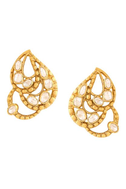 Gold Abstract Pattern Stud Earrings 