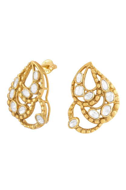 Gold Abstract Pattern Stud Earrings 