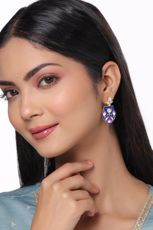 Floral Stone Embellished Dangler Earrings 