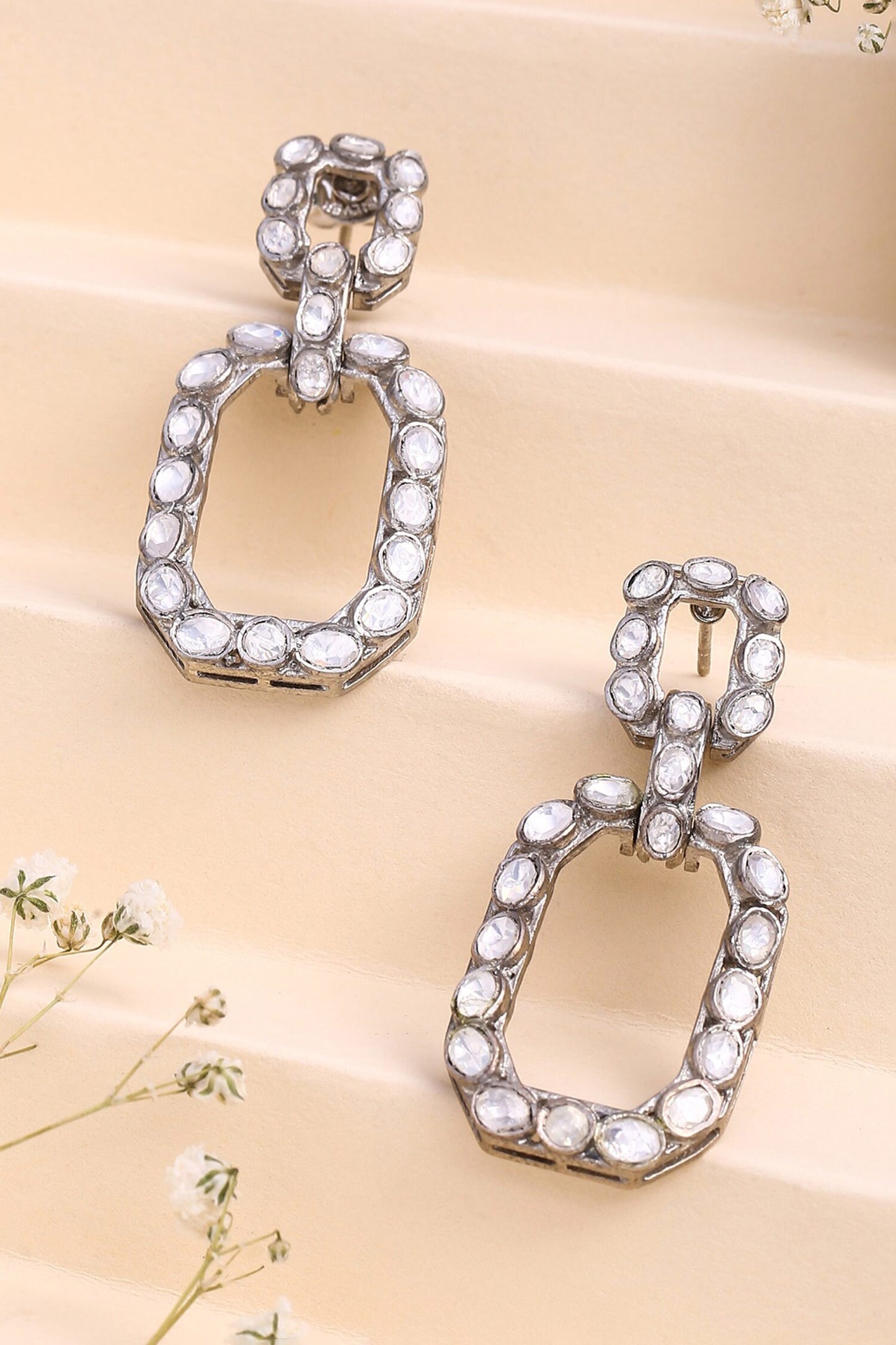 Stone Embellished Dangler Earrings 