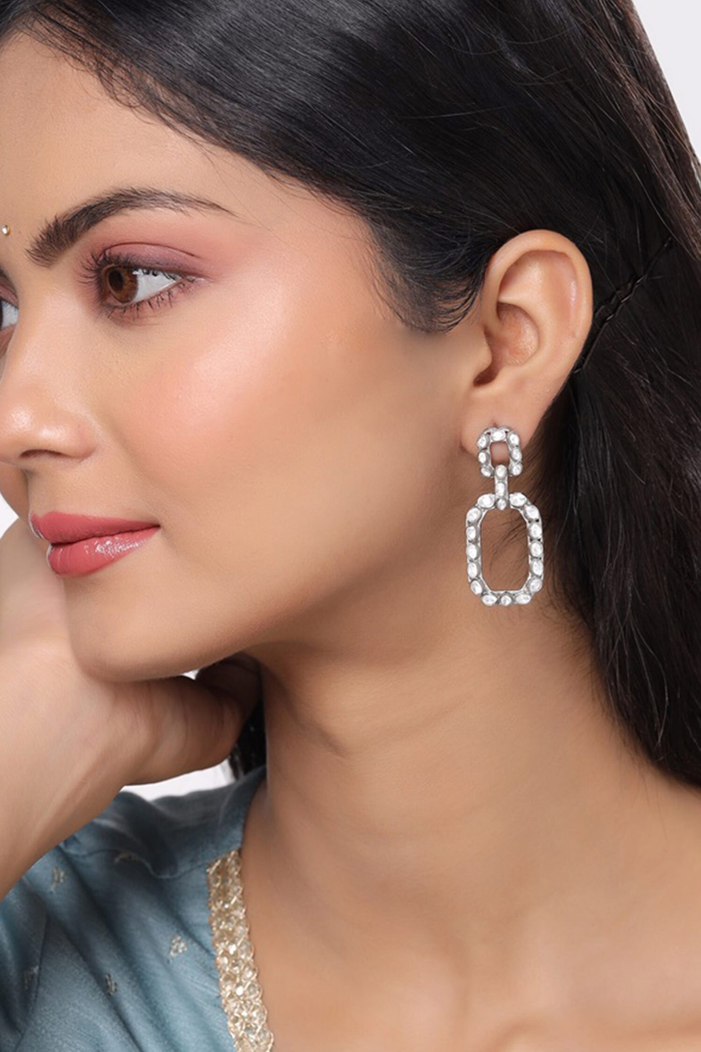 Stone Embellished Dangler Earrings 