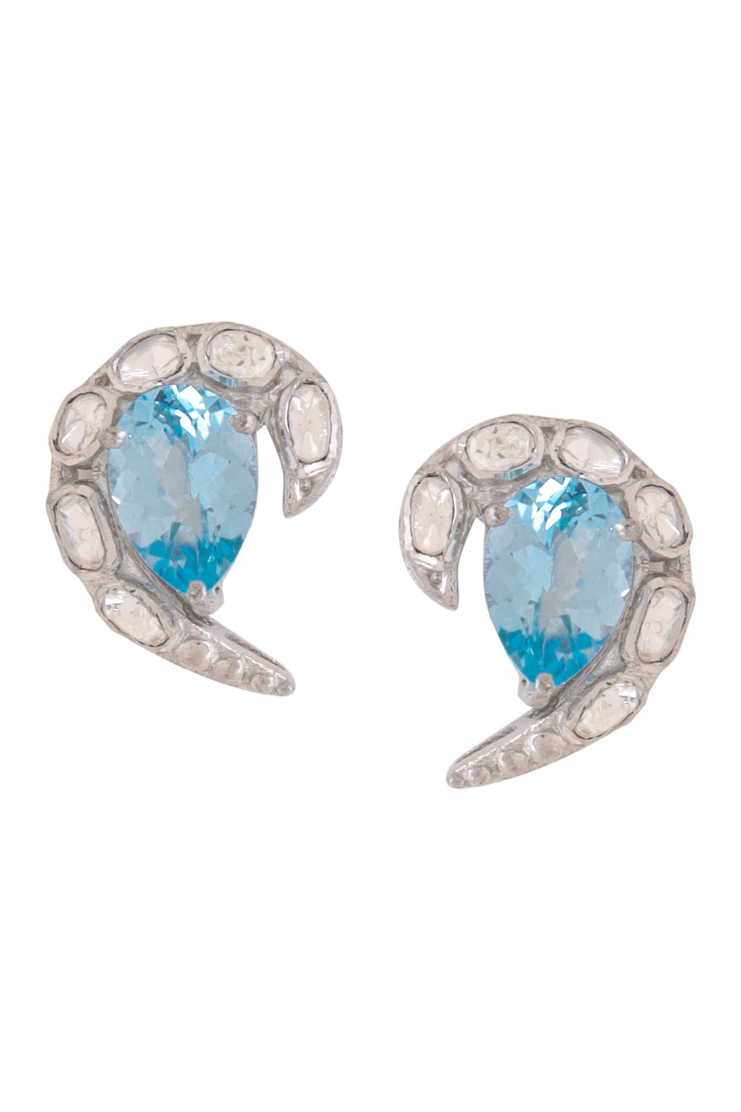 Abstract Motif Silver Stud Earrings 