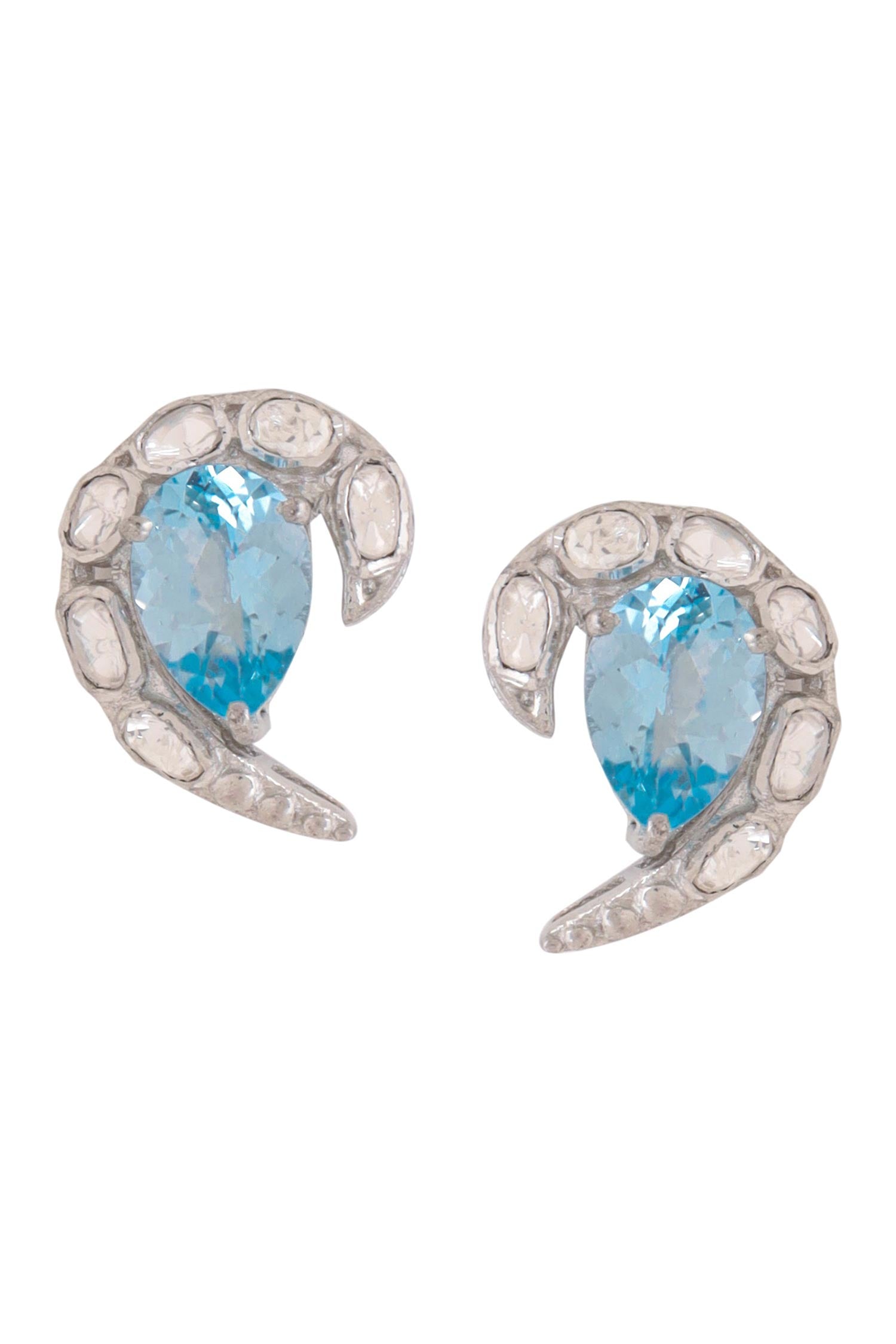 Abstract Motif Silver Stud Earrings 