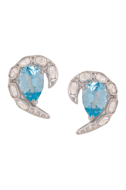 Abstract Motif Silver Stud Earrings 