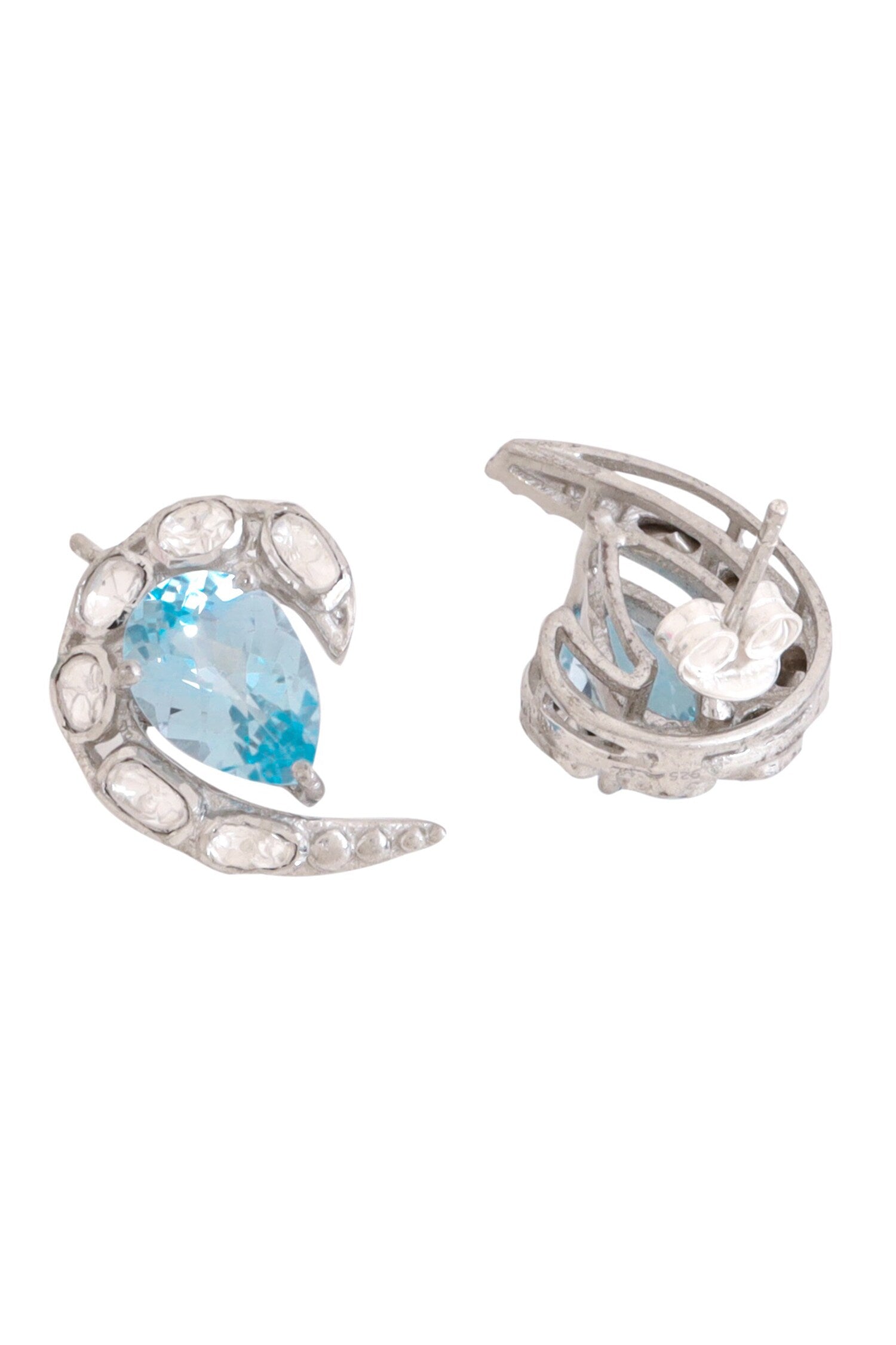 Abstract Motif Silver Stud Earrings 