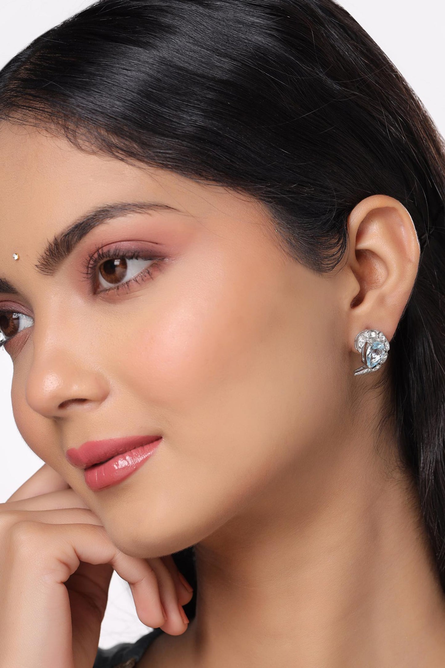 Abstract Motif Silver Stud Earrings 