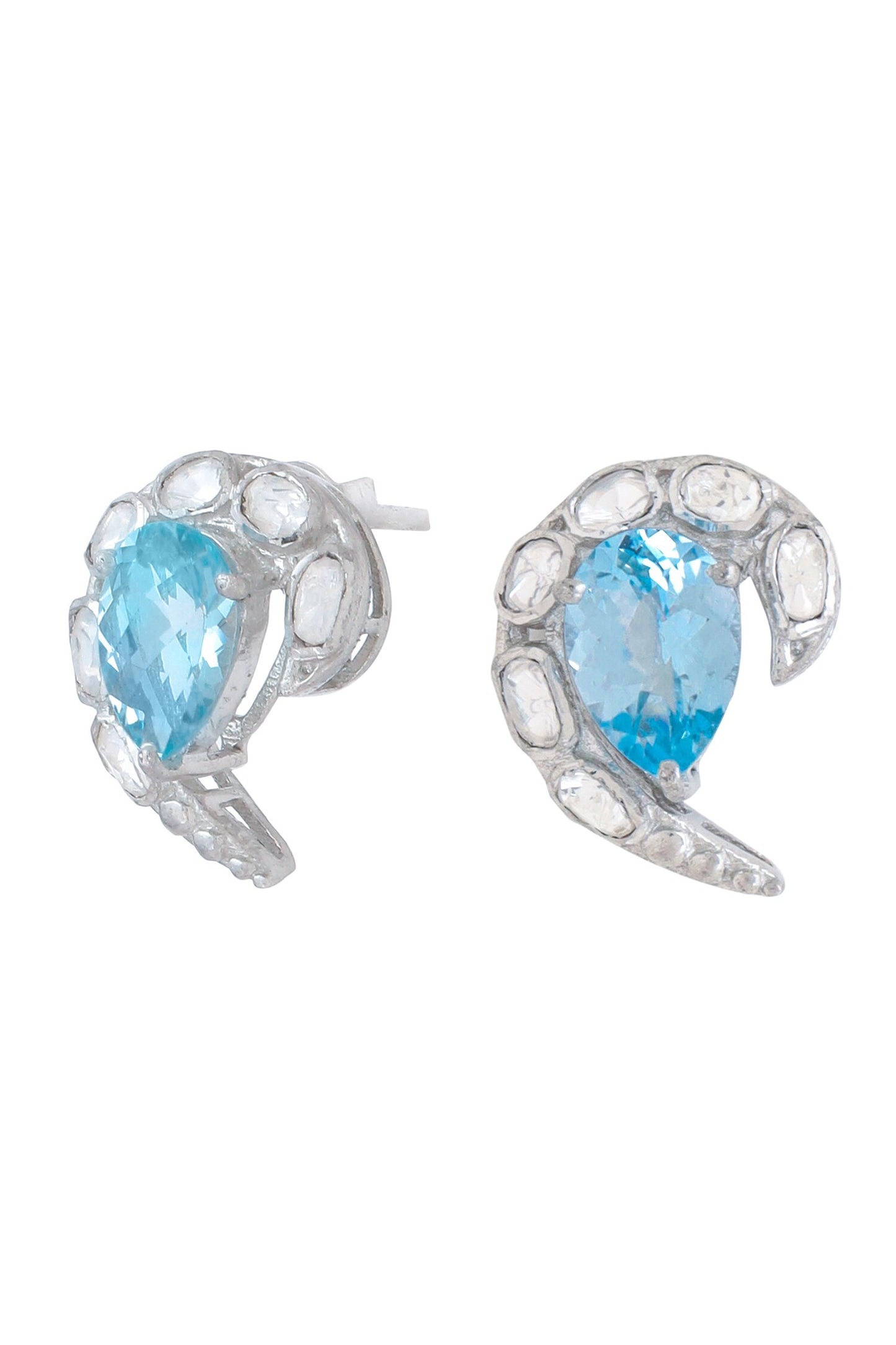 Abstract Motif Silver Stud Earrings 