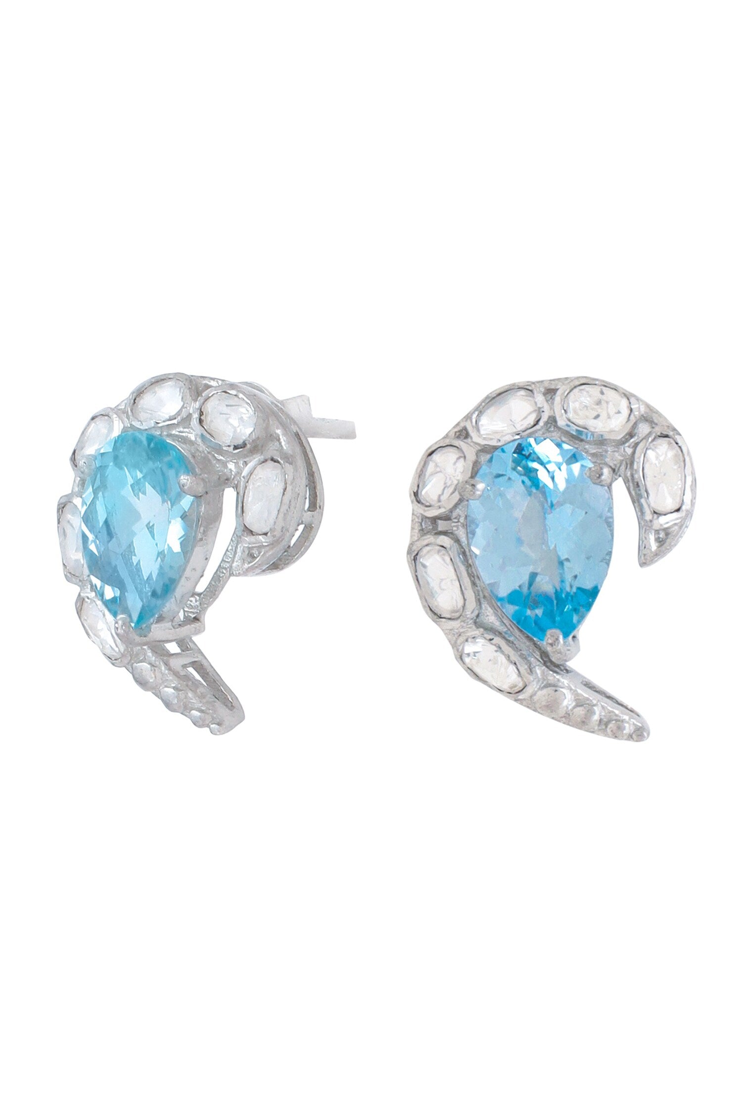 Abstract Motif Silver Stud Earrings 