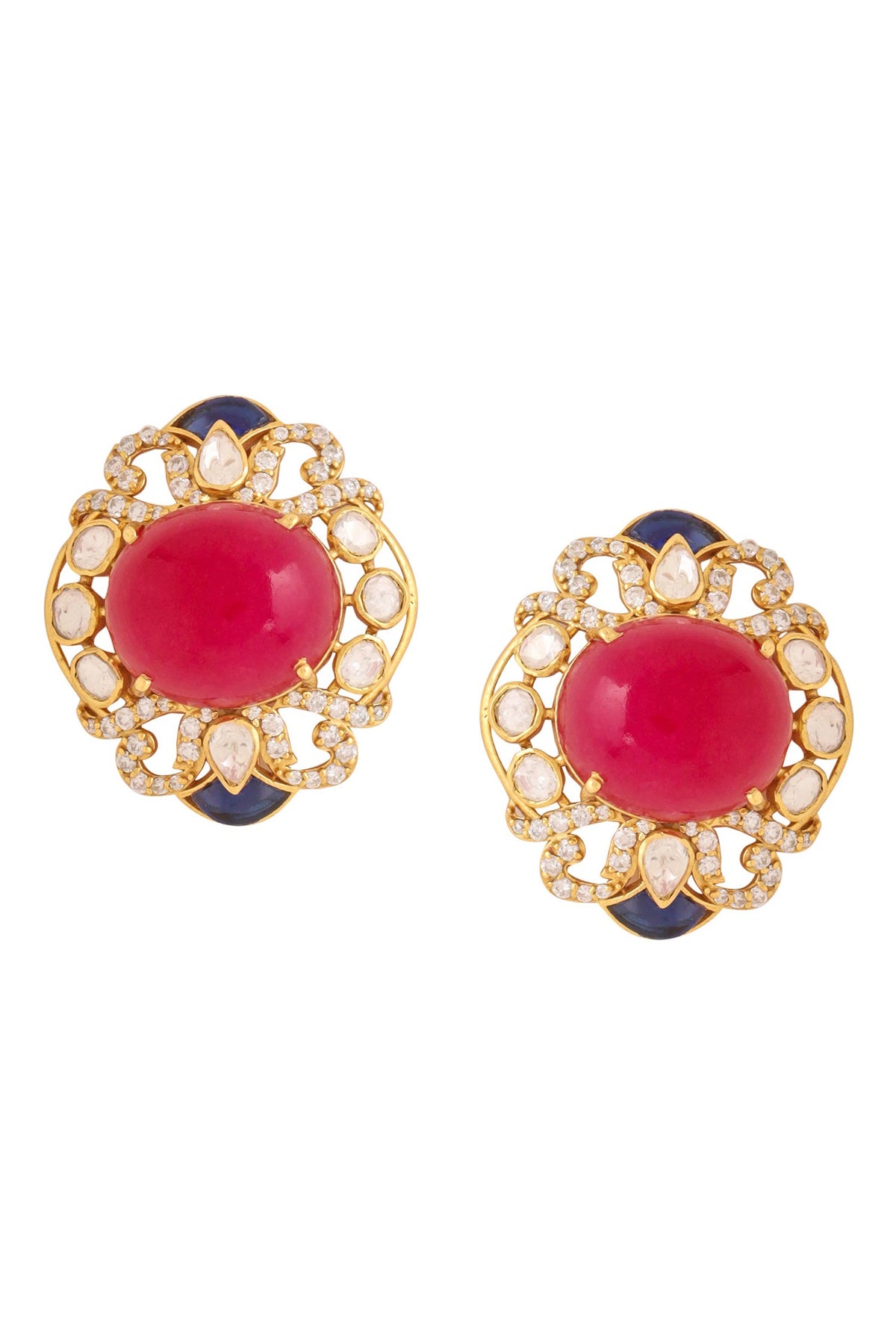 Gold Geometric Cutwork Stud Earrings 