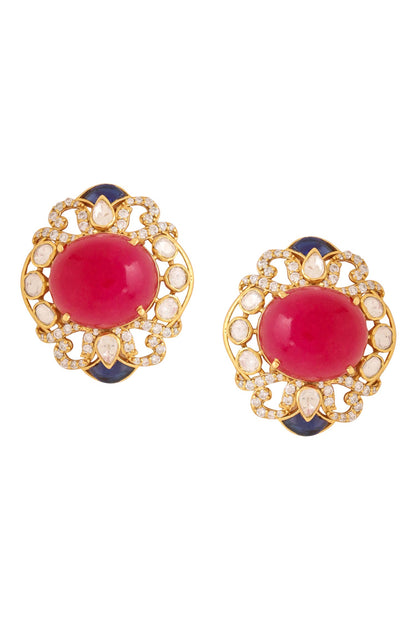 Gold Geometric Cutwork Stud Earrings 
