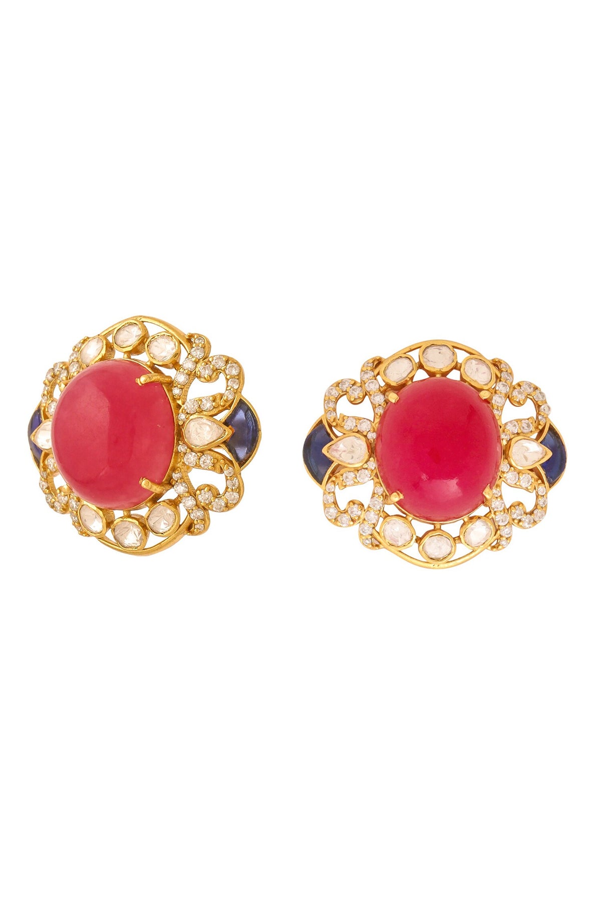 Gold Geometric Cutwork Stud Earrings 