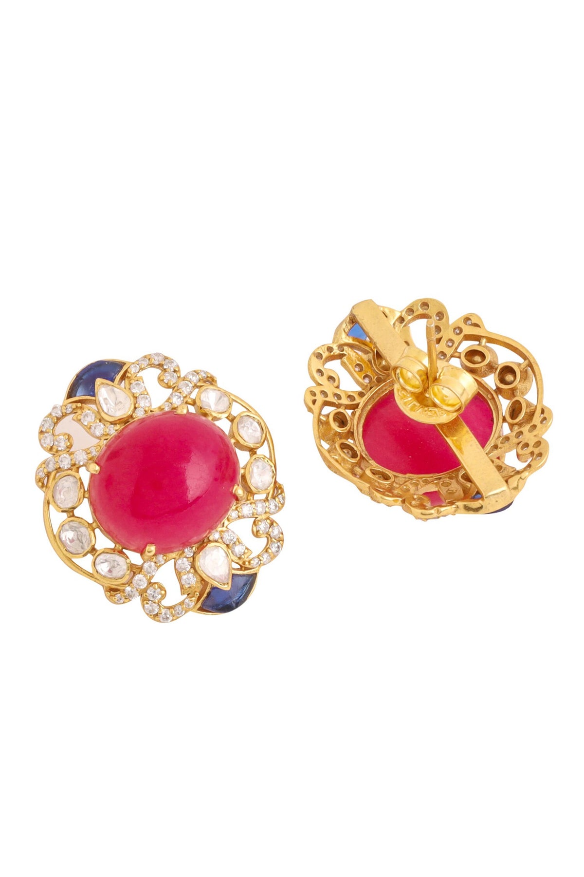 Gold Geometric Cutwork Stud Earrings 