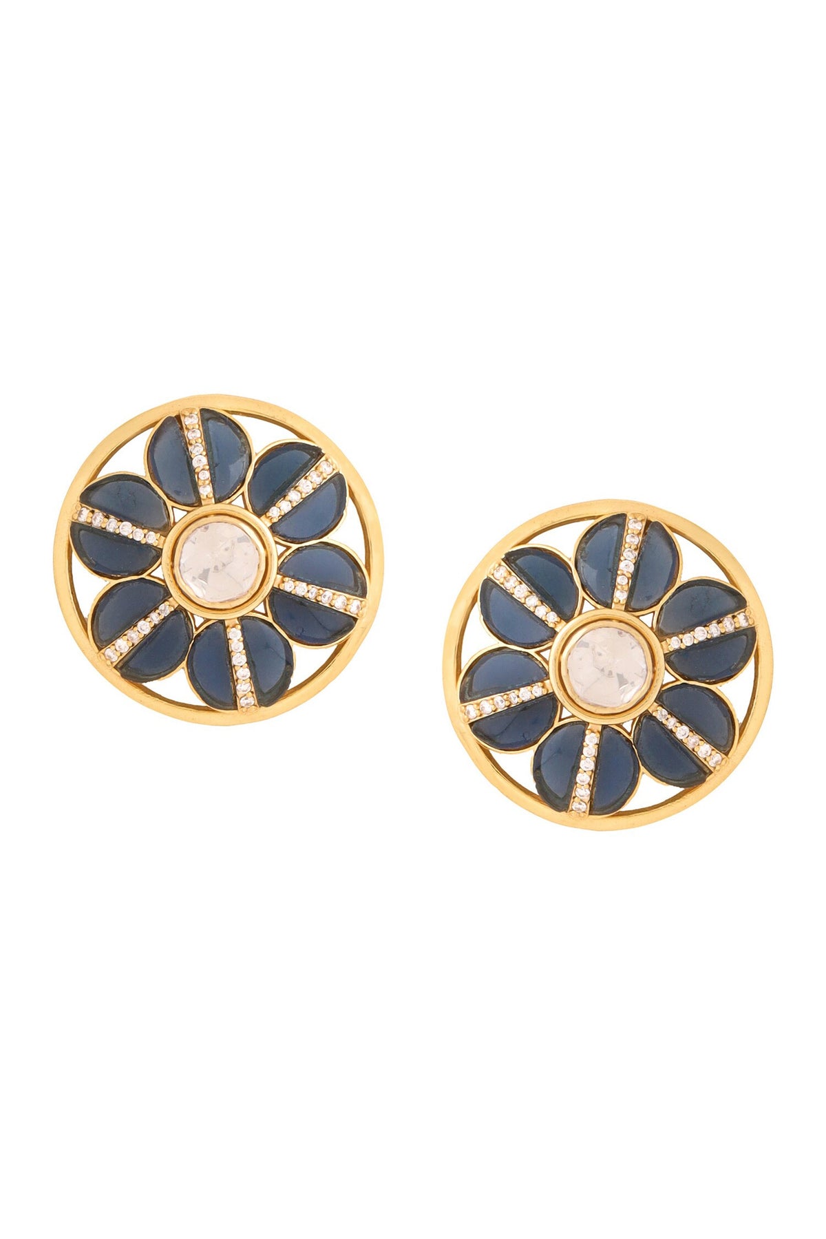 Gold Flower Cutwork Stud Earrings 