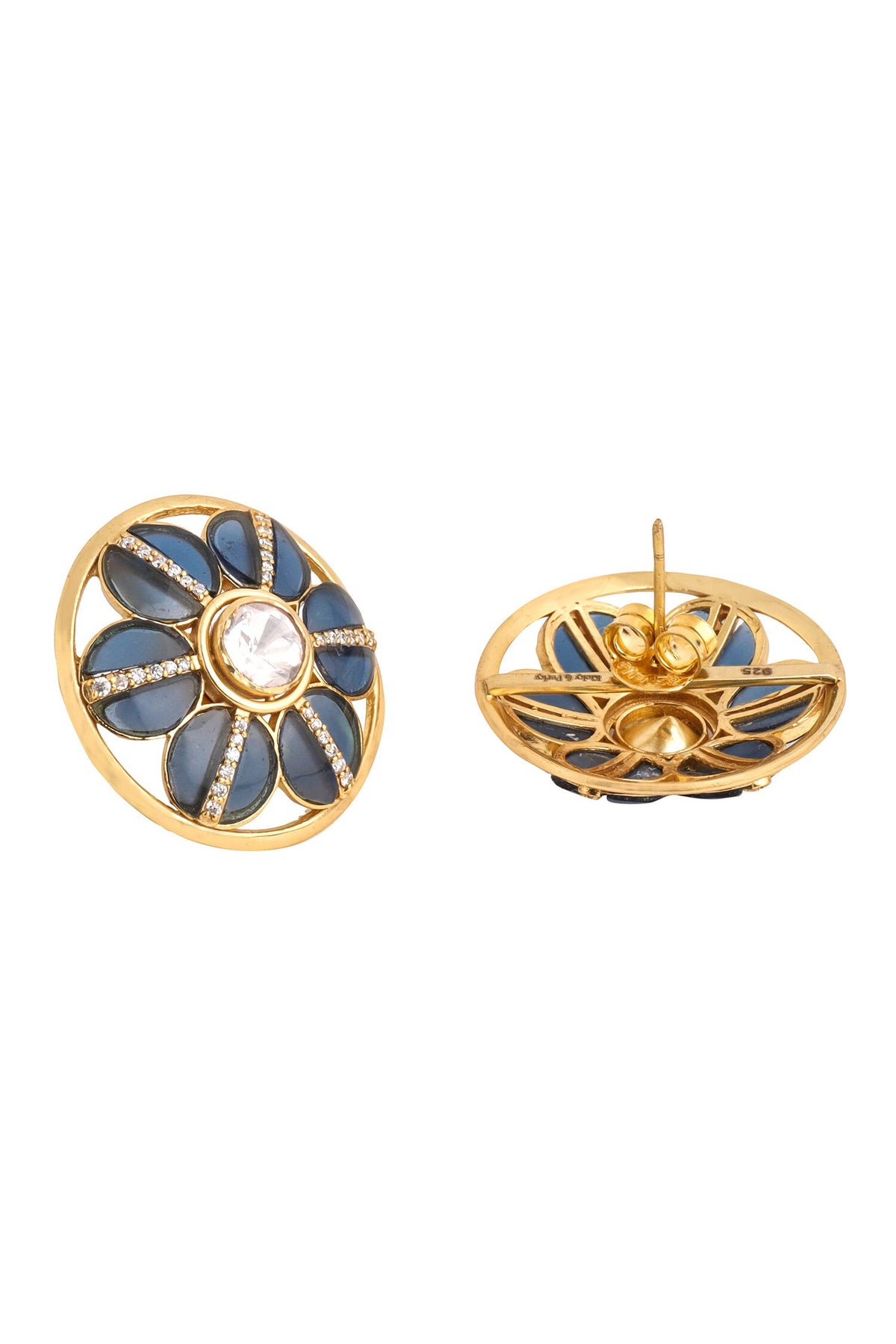 Gold Flower Cutwork Stud Earrings 