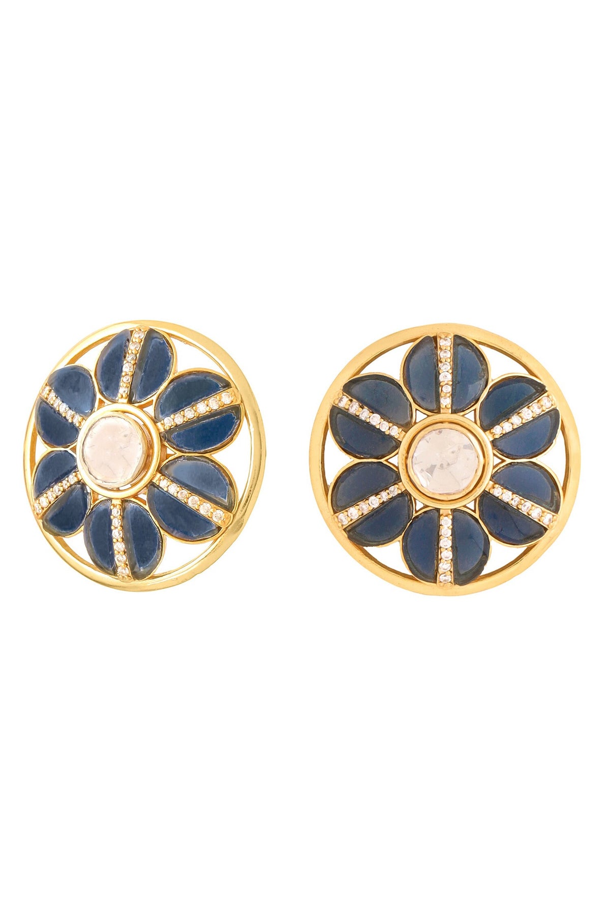 Gold Flower Cutwork Stud Earrings 