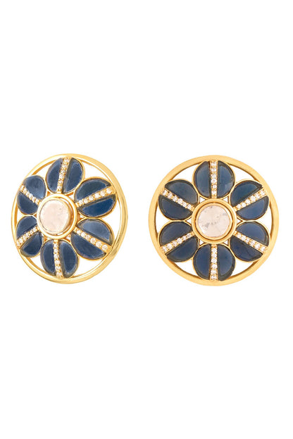 Gold Flower Cutwork Stud Earrings 