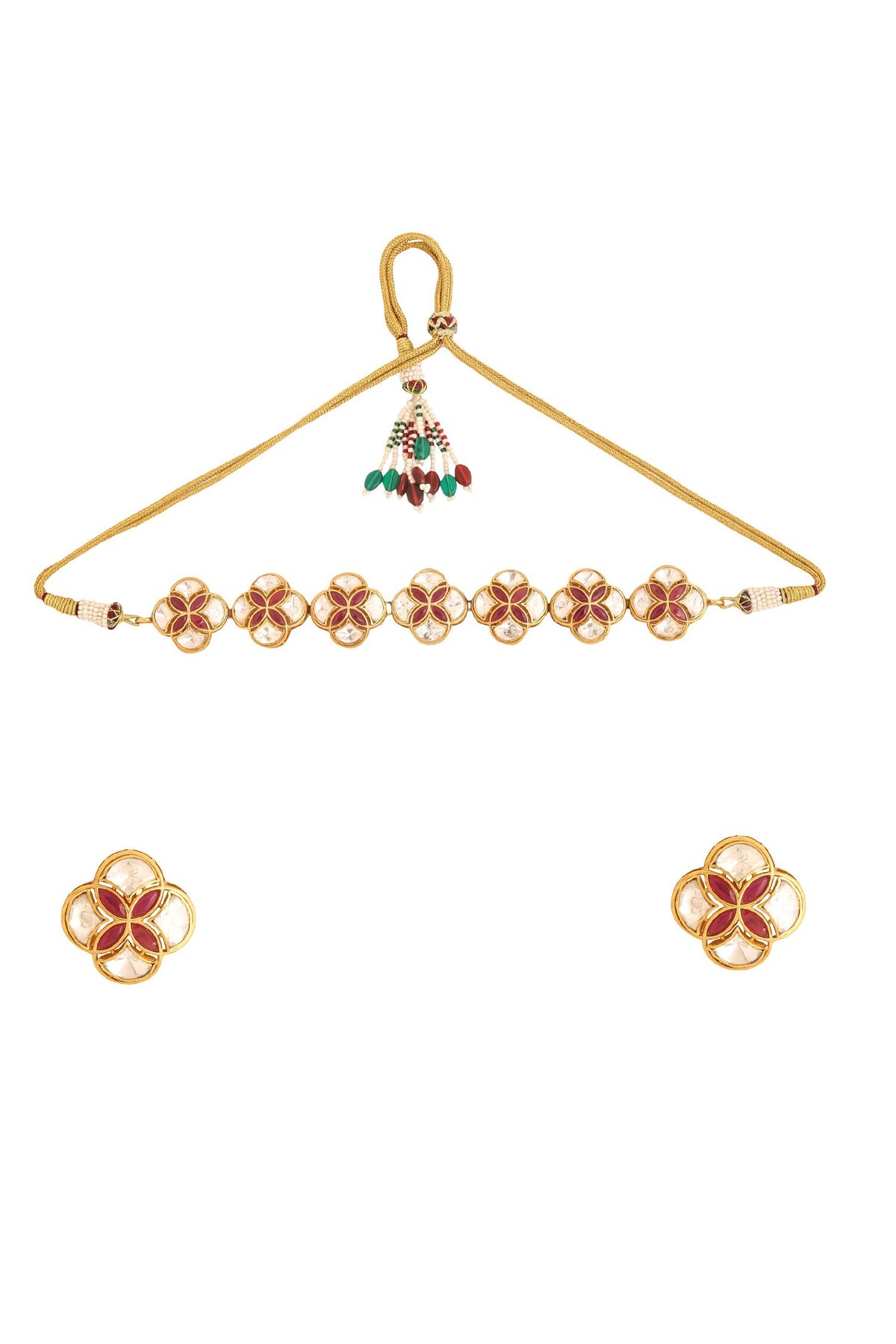 Gold Geometric Cutwork Choker Set 