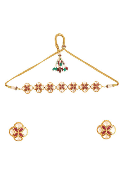 Gold Geometric Cutwork Choker Set 