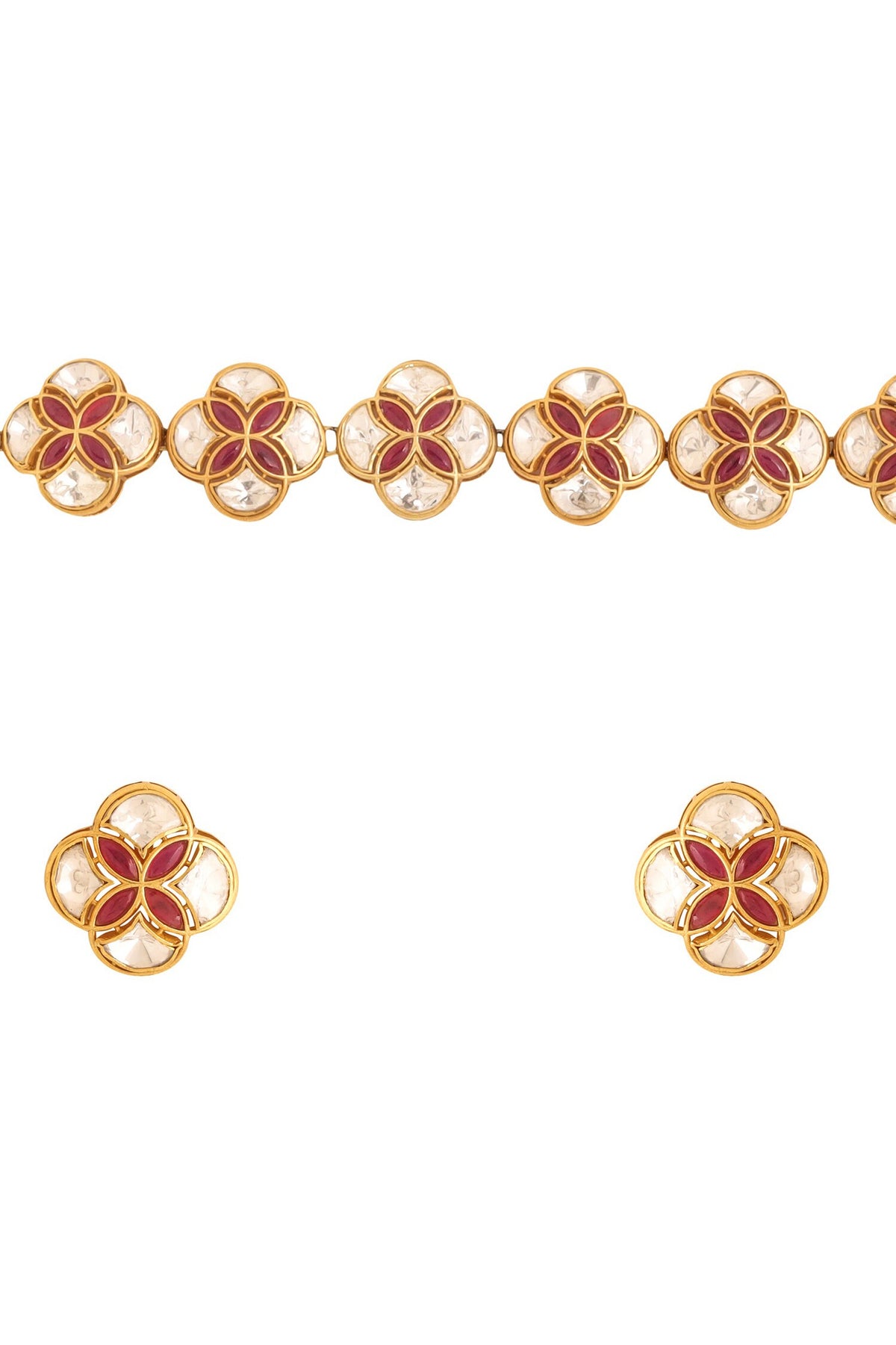 Gold Geometric Cutwork Choker Set 