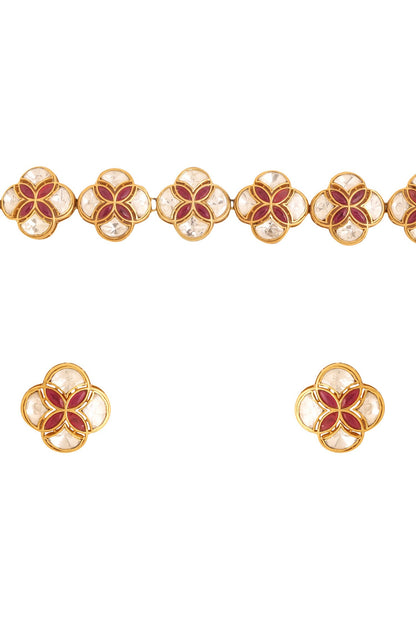 Gold Geometric Cutwork Choker Set 