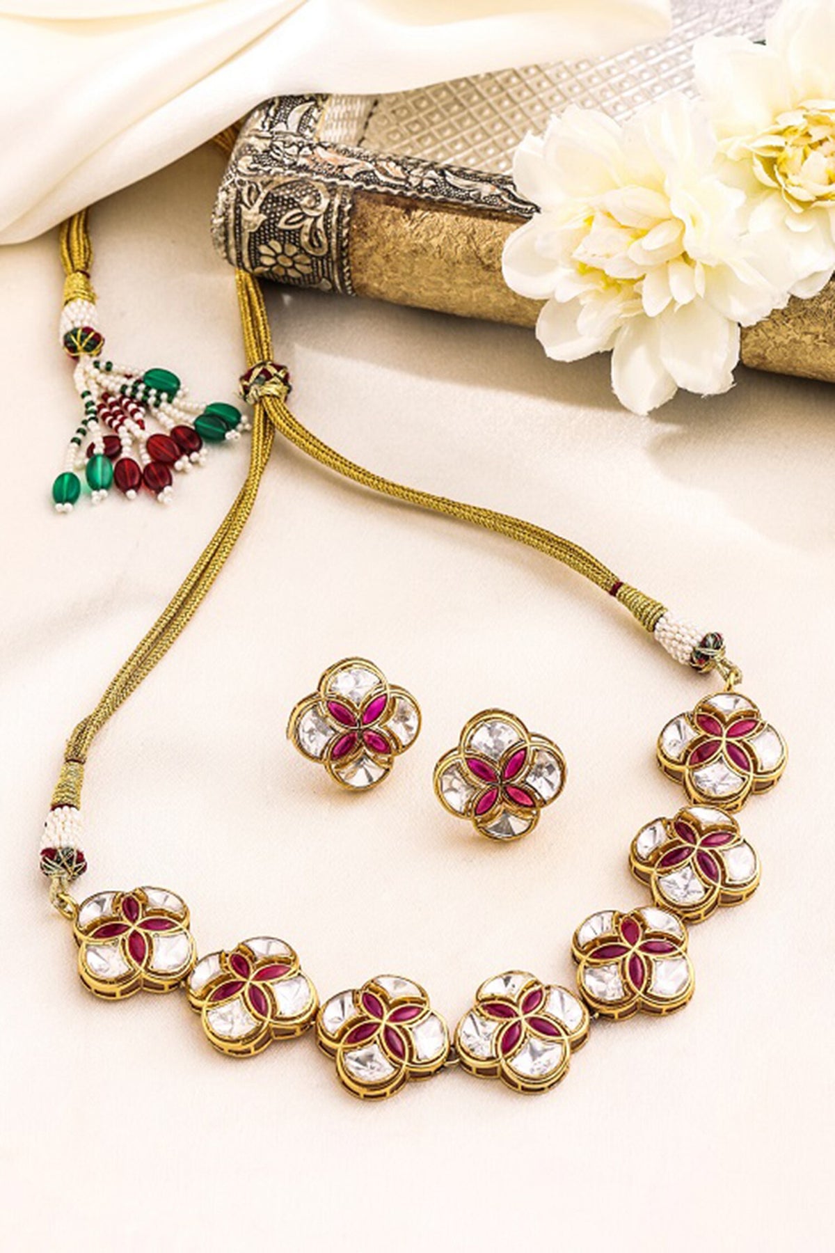 Gold Geometric Cutwork Choker Set 